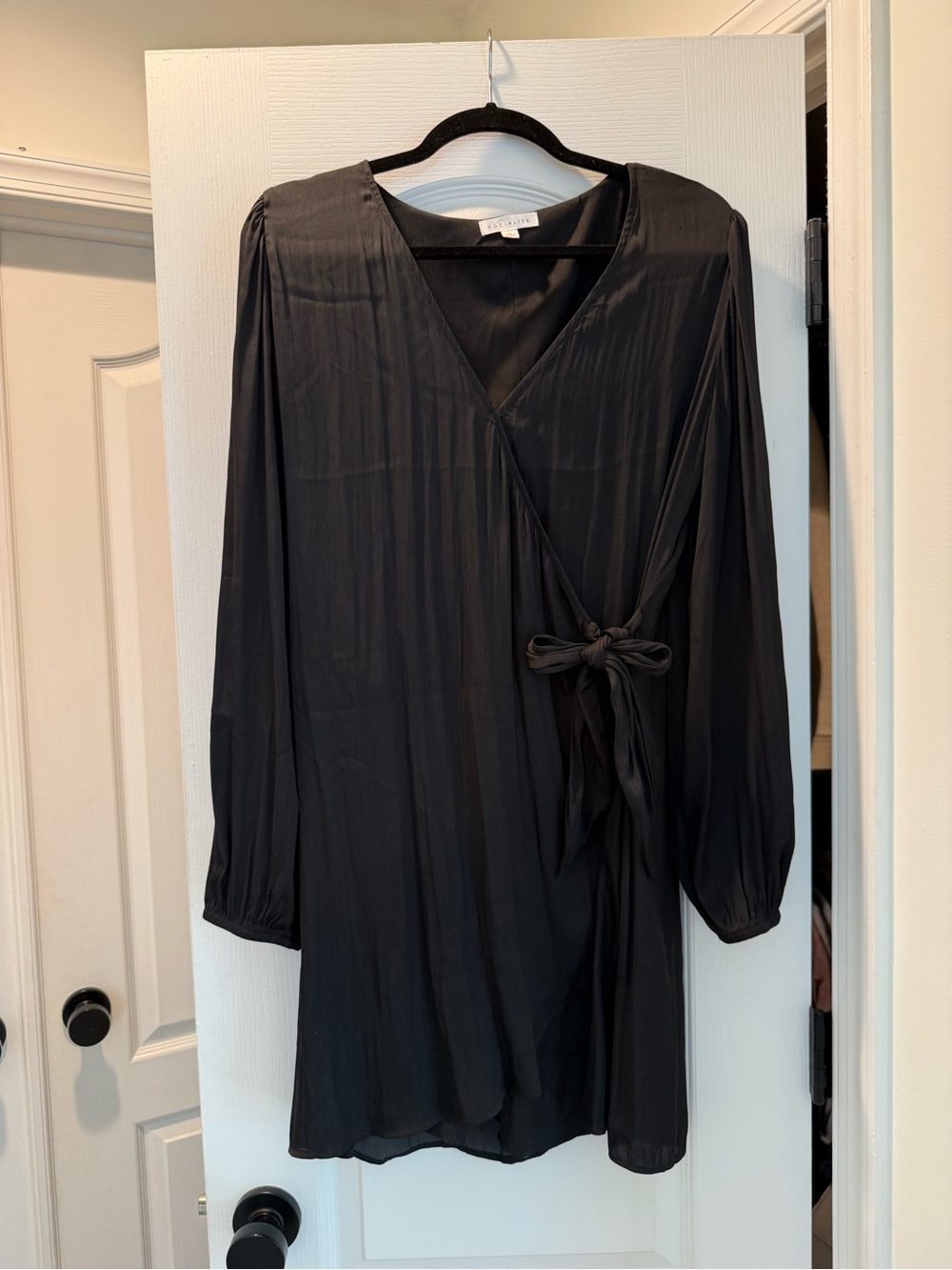 Socialite Black Long Sleeve Wrap Dress
